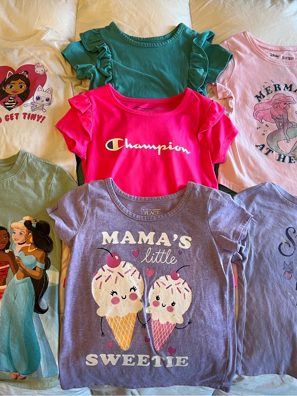Champion Hot Pink Ruffle Sleeve Logo Tee